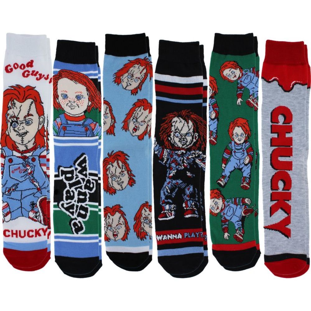 Chucky Wanna Play? Men's Casual Crew Socks, 6-Pack, Size 8-12